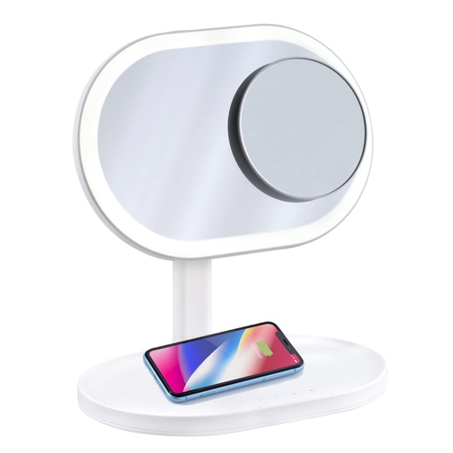 [MOMAXQL3] Momax Q. LED Mirror Wireless Charging, Bluetooth Speakers &  Lamp - White