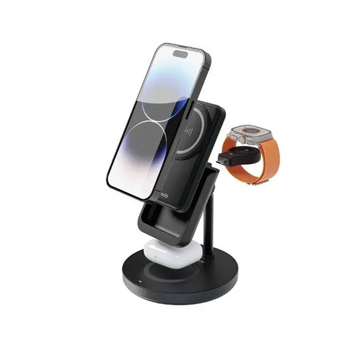 [PD-PBFCH024-BK] Porodo 5000mAh 4-In-1 MagSafe Power Bank Dock