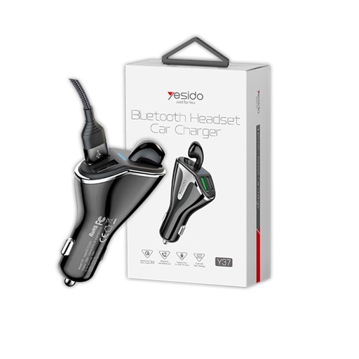 [Y37] Yesido – Car Charger With Bluetooth Head Set Y37