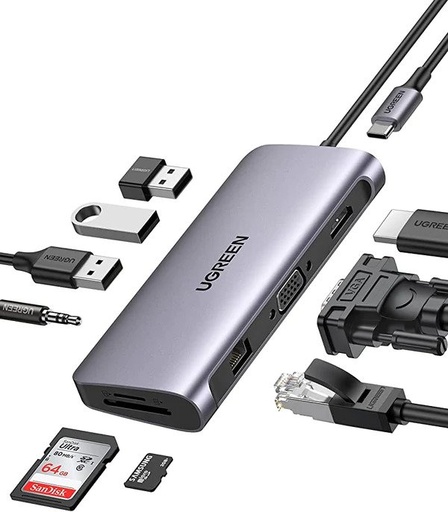 يوغرين محول USB-C متعدد الوظائف، 10 في 1