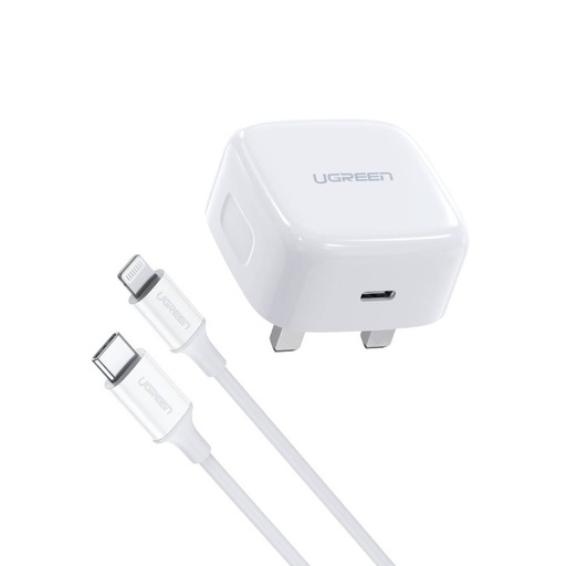 [6957303872978] Ugreen 20W PD Fast Charger With 1m USB-C To Lightning Cable