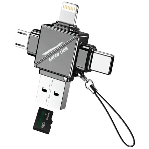 Green Lion 4 in 1 TF Card Reader - Gray