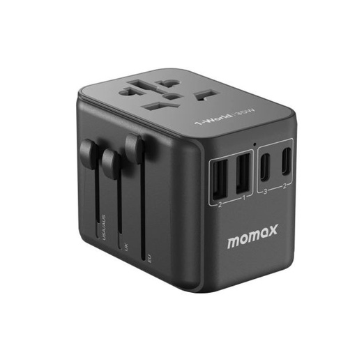 [UA10D] Momax 1-World 100W Gan 4 Port Ac Travel Adaptor Black