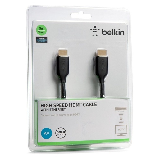كابل Belkin HDMI عالي السرعة مع Ethernet بطول 5 متر – أسود