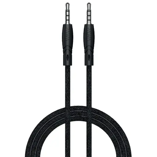 [PW-12BDAUX-BK] Pawa Nylon Braided 3.5mm Audio Cable 1.2m/4ft - Black