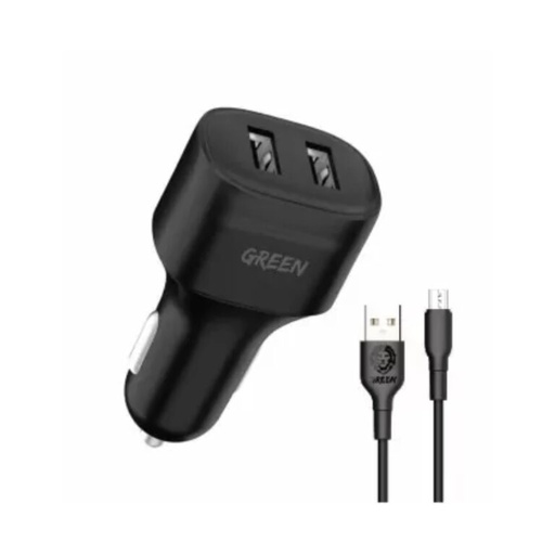 [GNCC24MCRBK] Green Lion Dual Port Car Charger 12W with PVC Micro USB Cable 1.2M