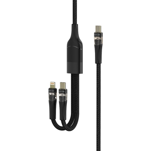 [GN2IN1TRHDBK] Green Lion 2 in1 Transparent Fast Charging Cable - Black