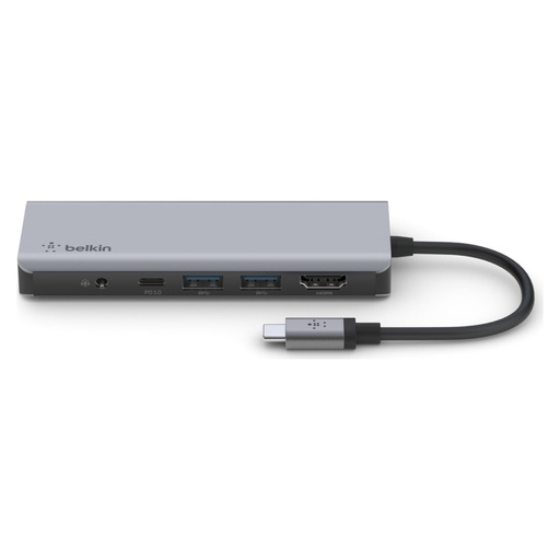 موزّع Belkin Connect متعدد المنافذ USB-C سبعة في واحد 7 في 1 – رمادي فلكي