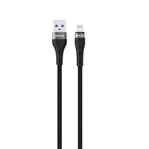 كابل Green Lion USB-A إلى Lightning مضفر - أسود
