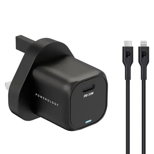 [PWCUQC010-BK] Powerology 33W GaN PD Charger - Black