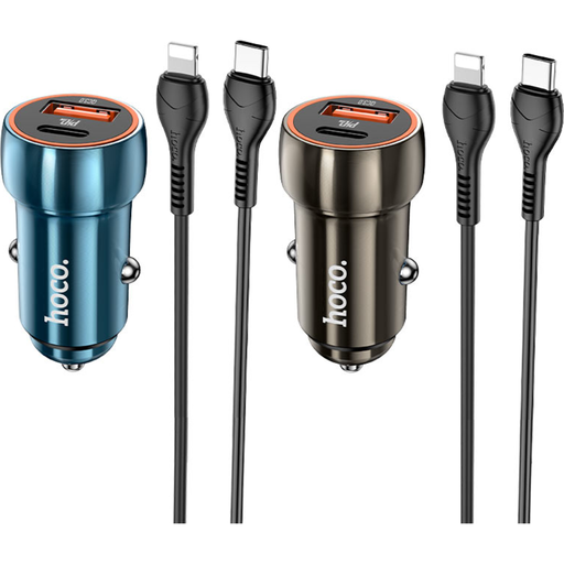 Hoco Z46 PD20W + QC3.0 Car Charger with USB-C to Lightning Cable