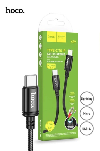 هوكو كابل X89 من USB-C إلى لايتنينغ، PD بقدرة 20 واط