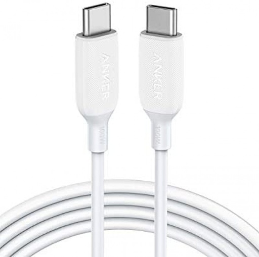 [A8856H21.WT] أنكر باور لاين III كابل USB-C إلى USB-C 100 واط 2.0 6 قدم أبيض