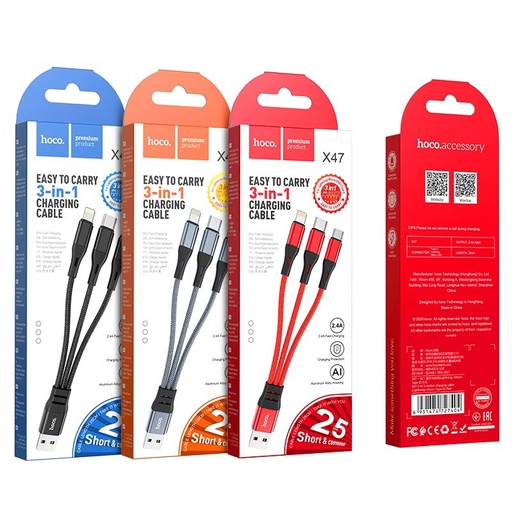 [6931474727398] Hoco X47 3in1 Cable