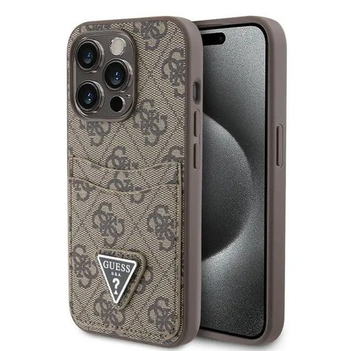 Guess PU Leather Case 4G Triangle Logo For iPhone 15