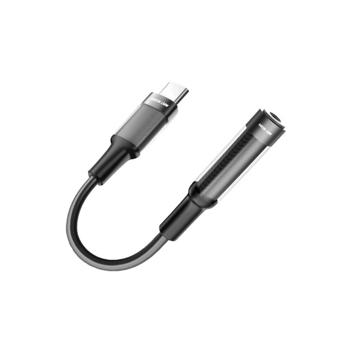 محول سماعة الأذن Green Lion USB-C إلى 3.5 Aux 12CM - أسود