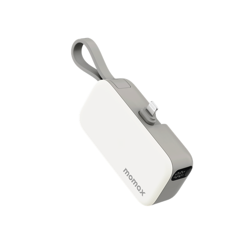 Momax 1-Power Mini 5000mAh 3in1 Power Bank With Lightning Plug White