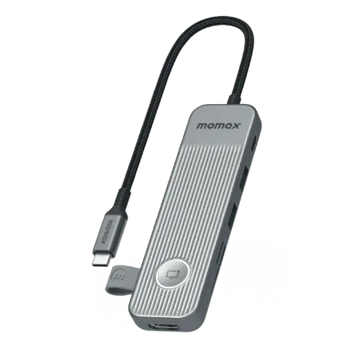 Momax ONELINK 7-in-1 USB-C Hub, 100W PD – Grey