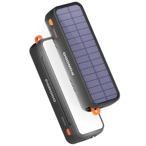 [PDPBAS149BK] Porodo Solar-Powered 20000mAh Power Bank - Black
