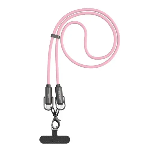 كابل Green Lion Power Lanyard USB-C إلى USB-C مع توصيل طاقة 60 وات - وردي