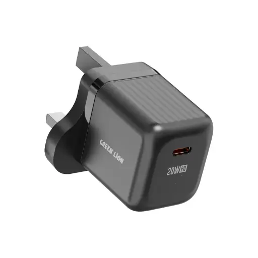 Green Lion Ultra Compact GaN Wall Charger UK Pin USB-C 20W - Black