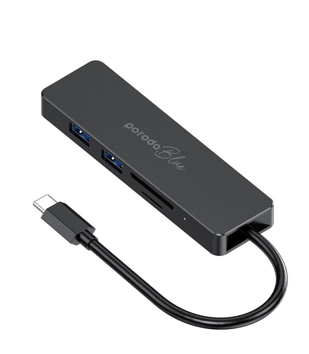 Porodo Blue 5-in-1 USB-C Hub HDMI USB SD microSD