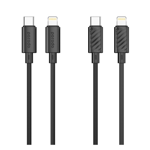 [PB-20WCLC-BK] Porodo Blue 20W PD Type C to Lightning PVC Cable 1.2M - Black