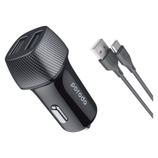 Porodo Ultimate Car Charger Dual Port with Micro USB Cable