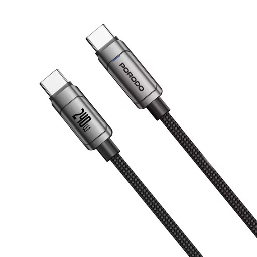 كابل بورودو باور سينك USB-C عالي السرعة 240 واط - رمادي