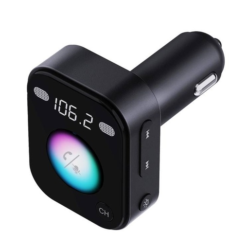 [PD-BTFMTVC-BK] Porodo Dual Micro phone FM Transmitter & Charger - Black