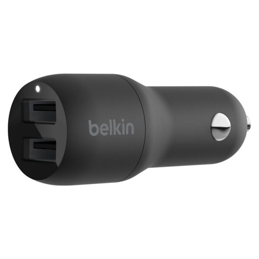 شاحن السيارة Belkin BoostCharge بمنفذَي USB-A بقدرة 24 واط – أسود