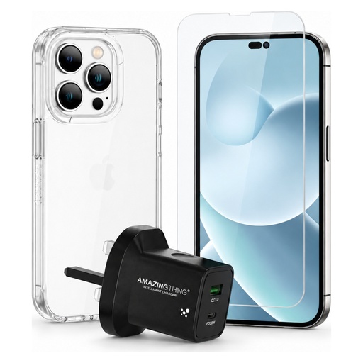 AmazingThing Supreme Case, Screen Protector & Charger for iPhone 14 Pro