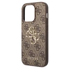 Guess PU 4G Metal Triangle Logo Case for iPhone 15 Pro/Promax