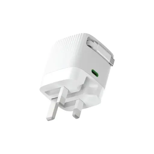 محول Green Lion Gan 65 واط كابل قابل للسحب PD 3.0 - أبيض