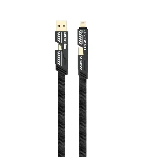 [GN2IN2BRCBK] Green Lion 2 in 2 Braided Fast Charging Cable - Black