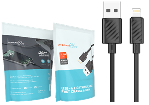 [PB-3AALC-BK] Porodo Blue USB-A To Lightning Cable Fast Charge & Data 1.2m/4ft