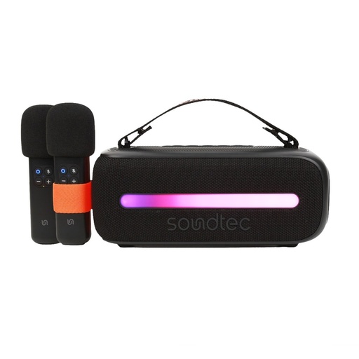 [PD-STWLEP029-BK] Porodo Soundtec 14W Speaker with Dual Wireless Microphone - Black