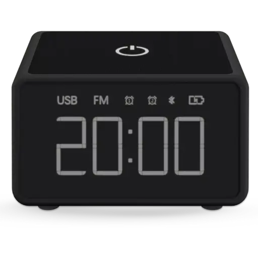 [G-CLOCK10WQIS] Goui O'Clock- Digital Clock+Wireless Charger+ Bluetooth Speaker - Black