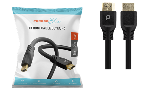 [PB-HD4K3M-BK] Porodo Blue 4K/60Hz HDMI Cable Ultra HD (3m/9.8ft)