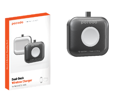 [PD-WA2N1C-GY] Porodo Dual-Dock Wireless Charger For Watch & Earbuds
