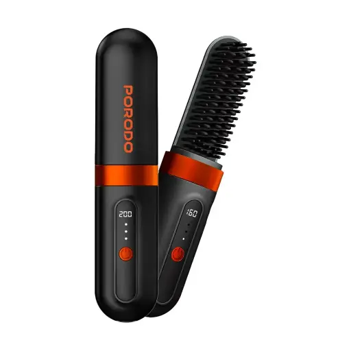 [PD-LFST142-BK] Porodo Lifestyle Portable Heated Styling Brush - Black