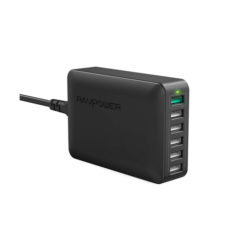 راف باور شاحن مكتبي سريع بستة منافذ USB