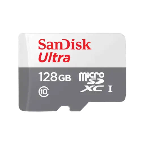 SanDisk Ultra microSD Cards 128GB 100MB/s - White & Gray