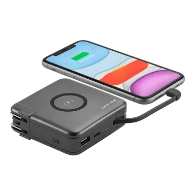 [IP93MFIUKE] Momax Q.Power Plug Wireless Portable Pd Charger & Power Bank 6700mah Black