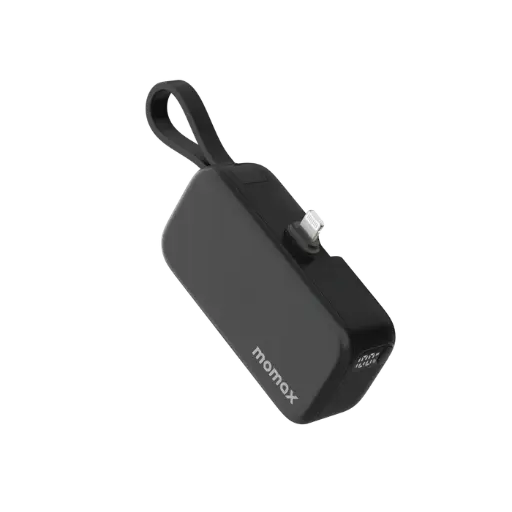 Momax 1-Power Mini 5000mAh 3in1 Power Bank With Lightning Plug Black