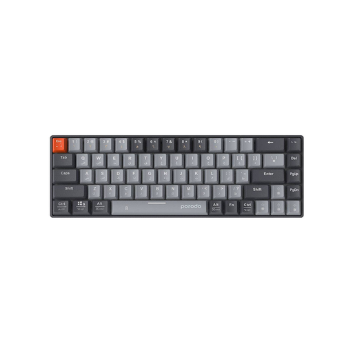 [PD-MC0KB-GY] Porodo 68-Keys Wireless Mechanical Keyboard (English/Arabic) Ergonomic Stylish