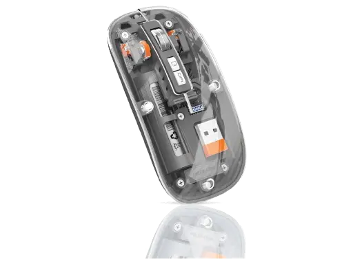 [6935100181660] Green Lion Transparent Wireless, Bluetooth & Rechargeable Mouse 2 1600DPI - Black