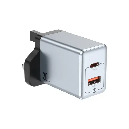 [990478125353] Green Lion Premium Series Dual Port Wall Charger 20W - Gray
