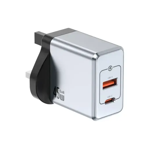 [GNGAN45WUKGY] Green Lion GaN Premium UK Plug Wall Charger 45W - Gray