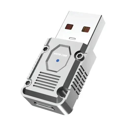 محول OTG من Green Lion USB-A إلى USB-C بقوة 120 واط - فضي
